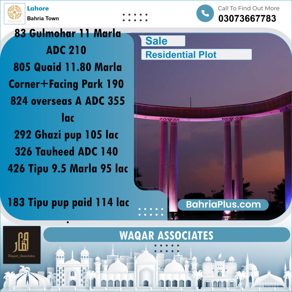 Residential Plot for Sale in Bahria Town, Lahore - (BP-184983)