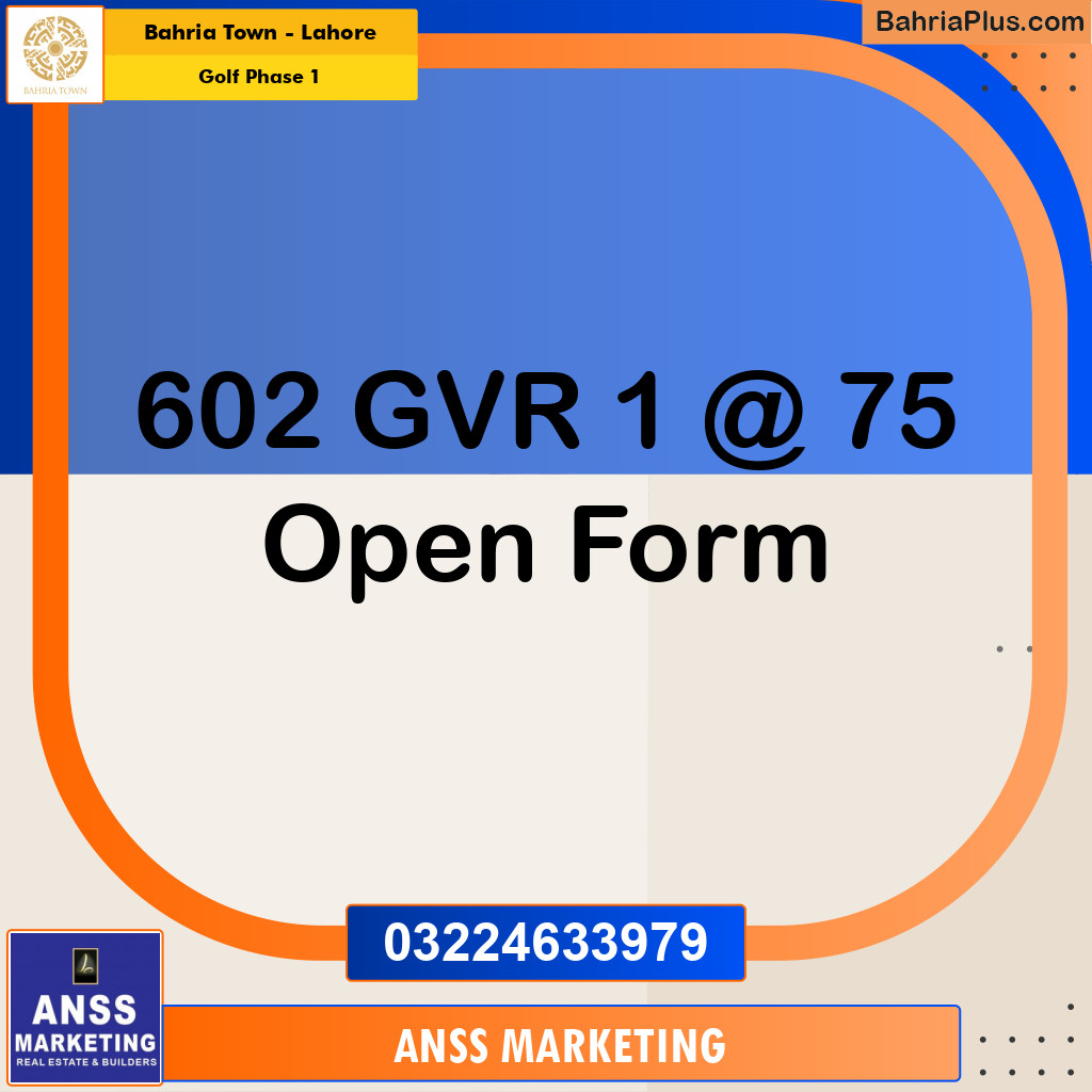 Residential Plot for Sale in Golf Phase 1 -  Bahria Town, Lahore - (BP-185001)