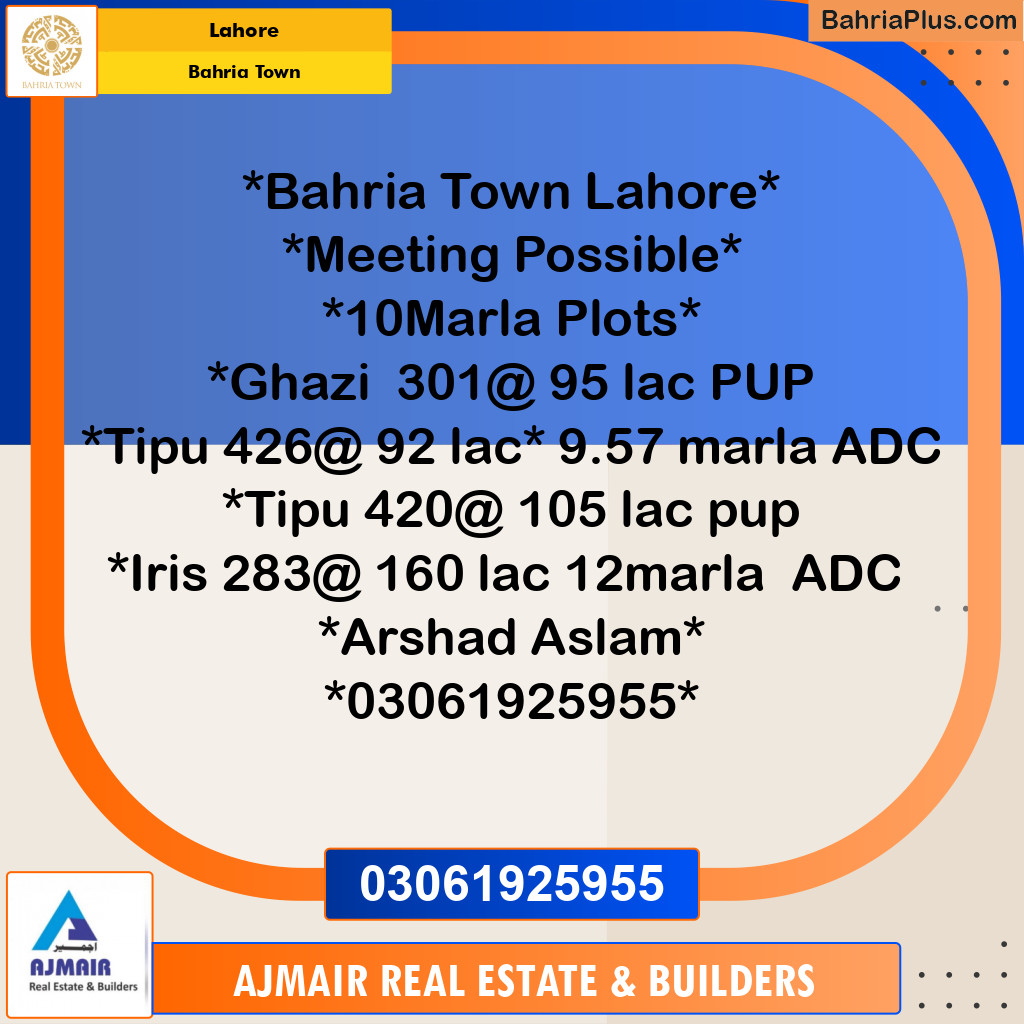 Residential Plot for Sale in Bahria Town, Lahore - (BP-185017)