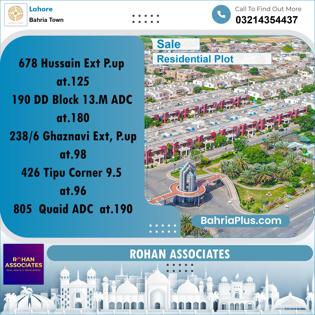 Residential Plot for Sale in Bahria Town, Lahore - (BP-185042)