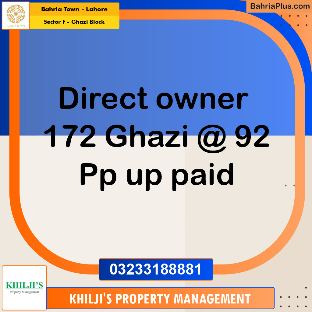 Residential Plot for Sale in Sector F - Ghazi Block - Bahria Town, Lahore - (BP-185089)