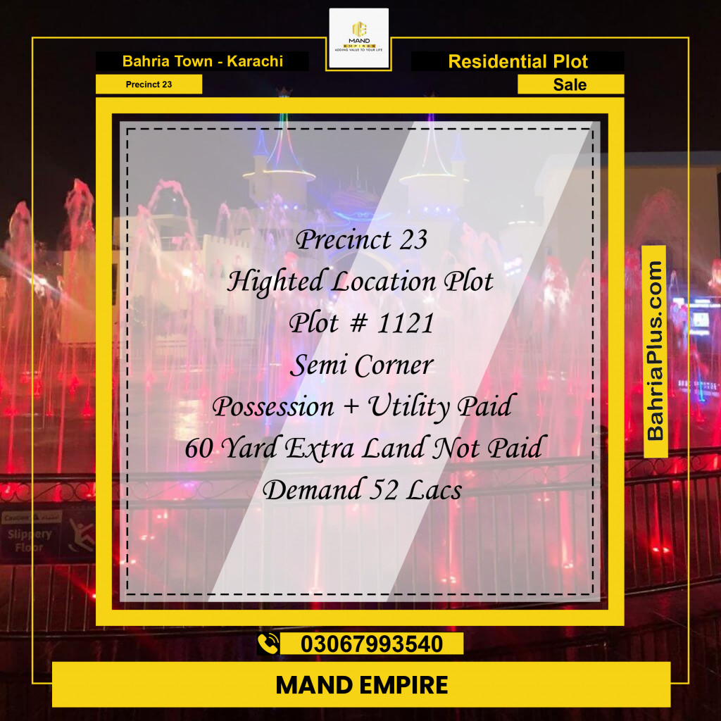 125 Sq. Yards Residential Plot for Sale in Precinct 23 -  Bahria Town, Karachi - (BP-185090)