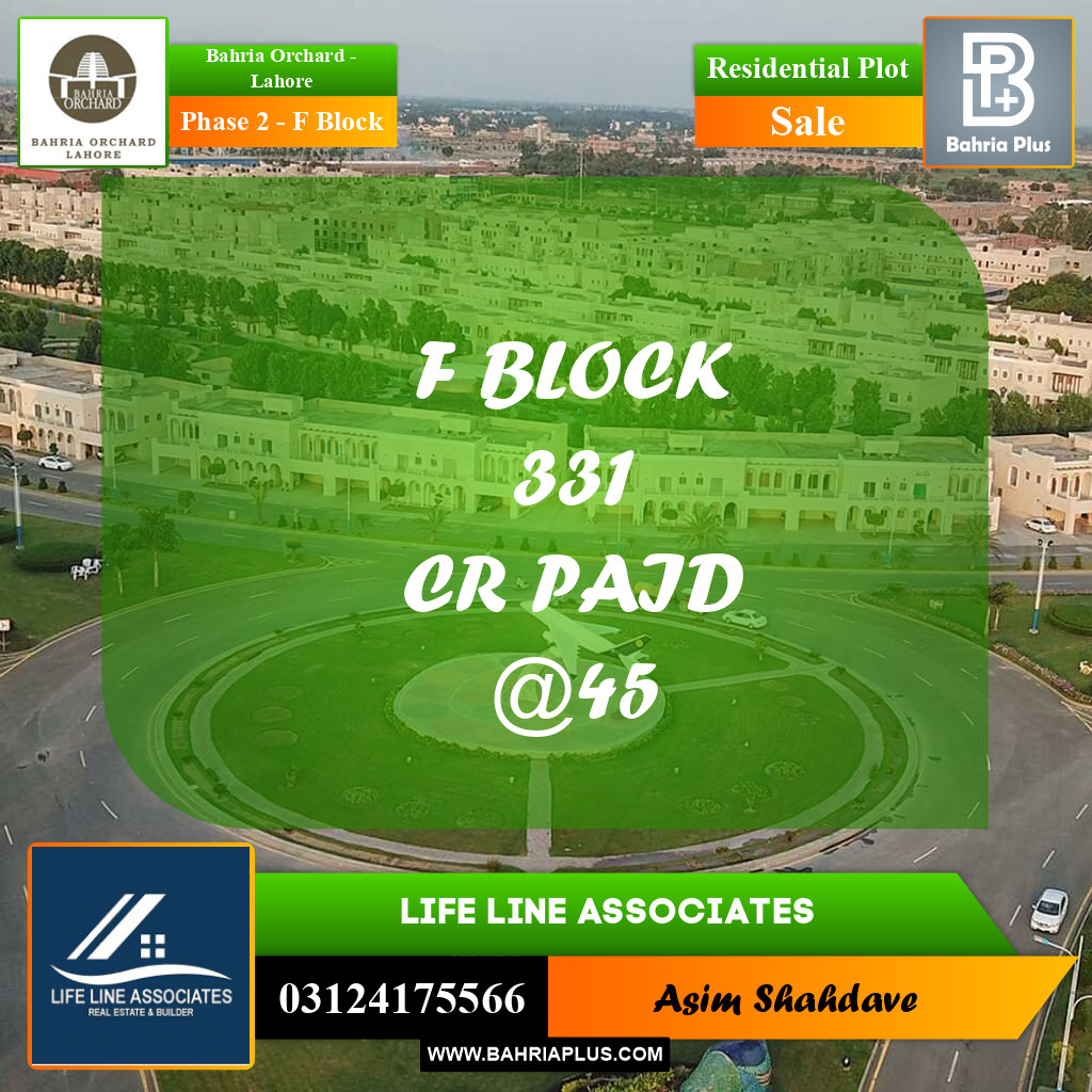 Residential Plot for Sale in Phase 2 - F Block -  Bahria Orchard, Lahore - (BP-185135)