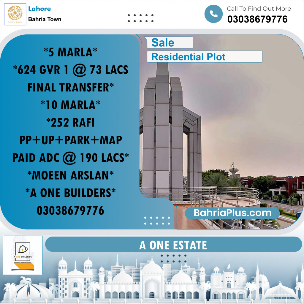Residential Plot for Sale in Bahria Town, Lahore - (BP-185175)