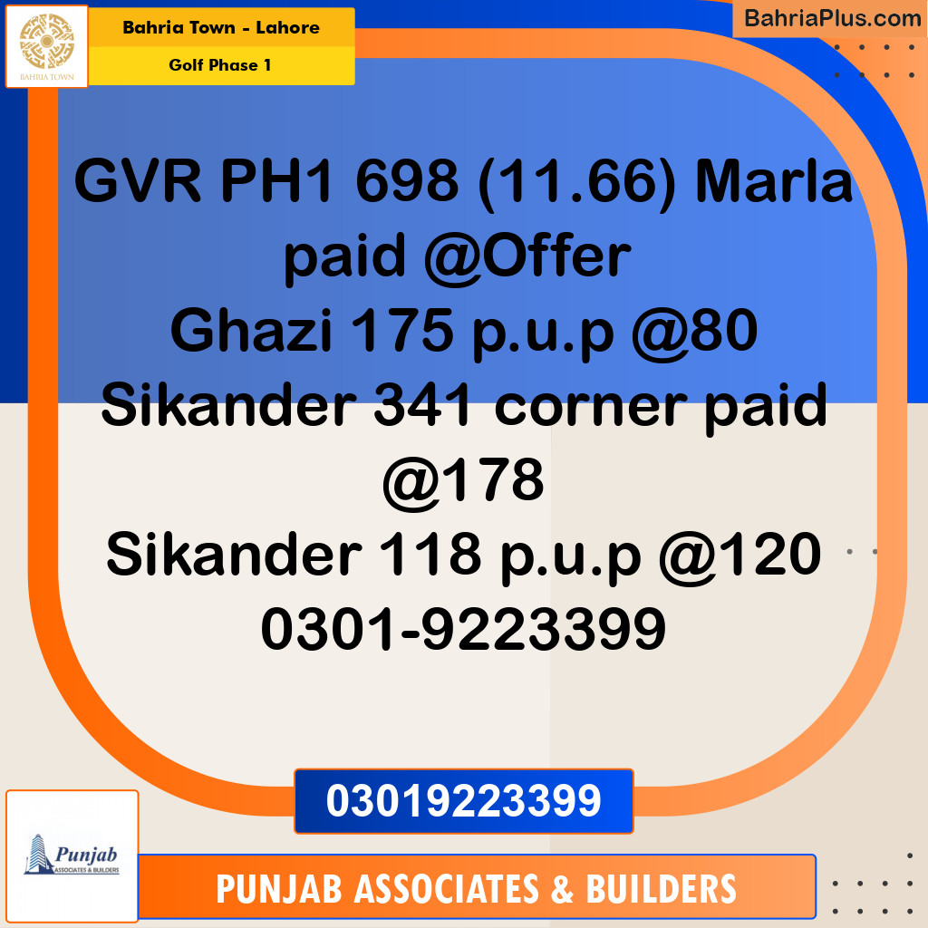 Residential Plot for Sale in Golf Phase 1 - Bahria Town, Lahore - (BP-185178)