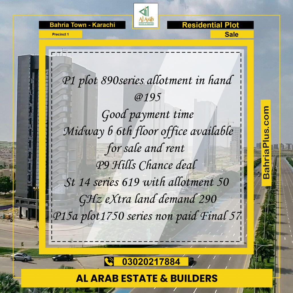 250 Sq. Yards Residential Plot for Sale in Precinct 1 -  Bahria Town, Karachi - (BP-185186)