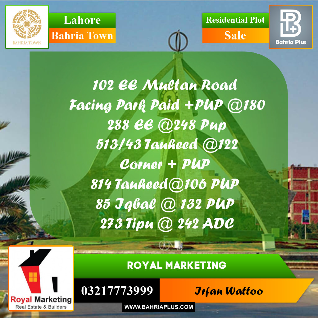 Residential Plot for Sale in Bahria Town, Lahore - (BP-185190)