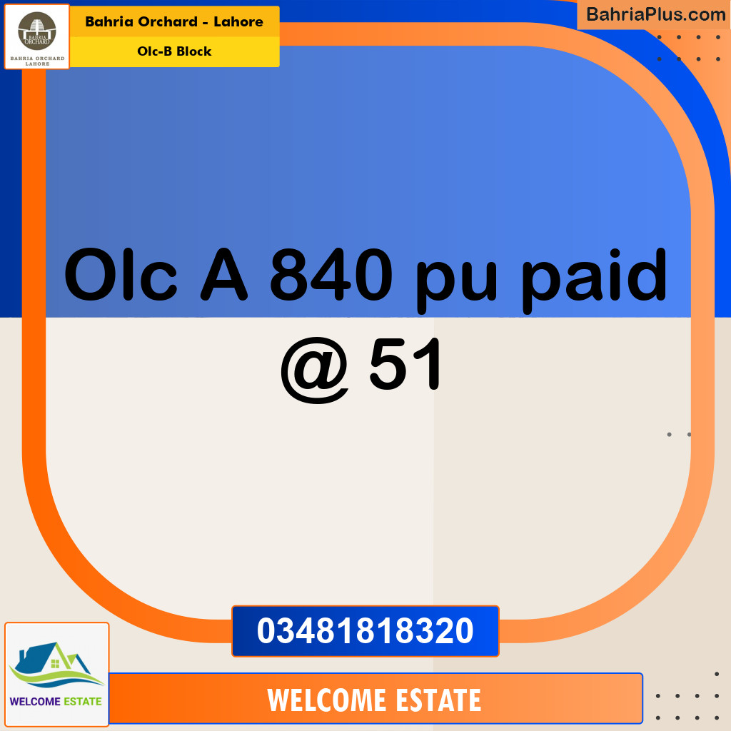 Residential Plot for Sale in OLC-B Block - Bahria Orchard, Lahore - (BP-185231)