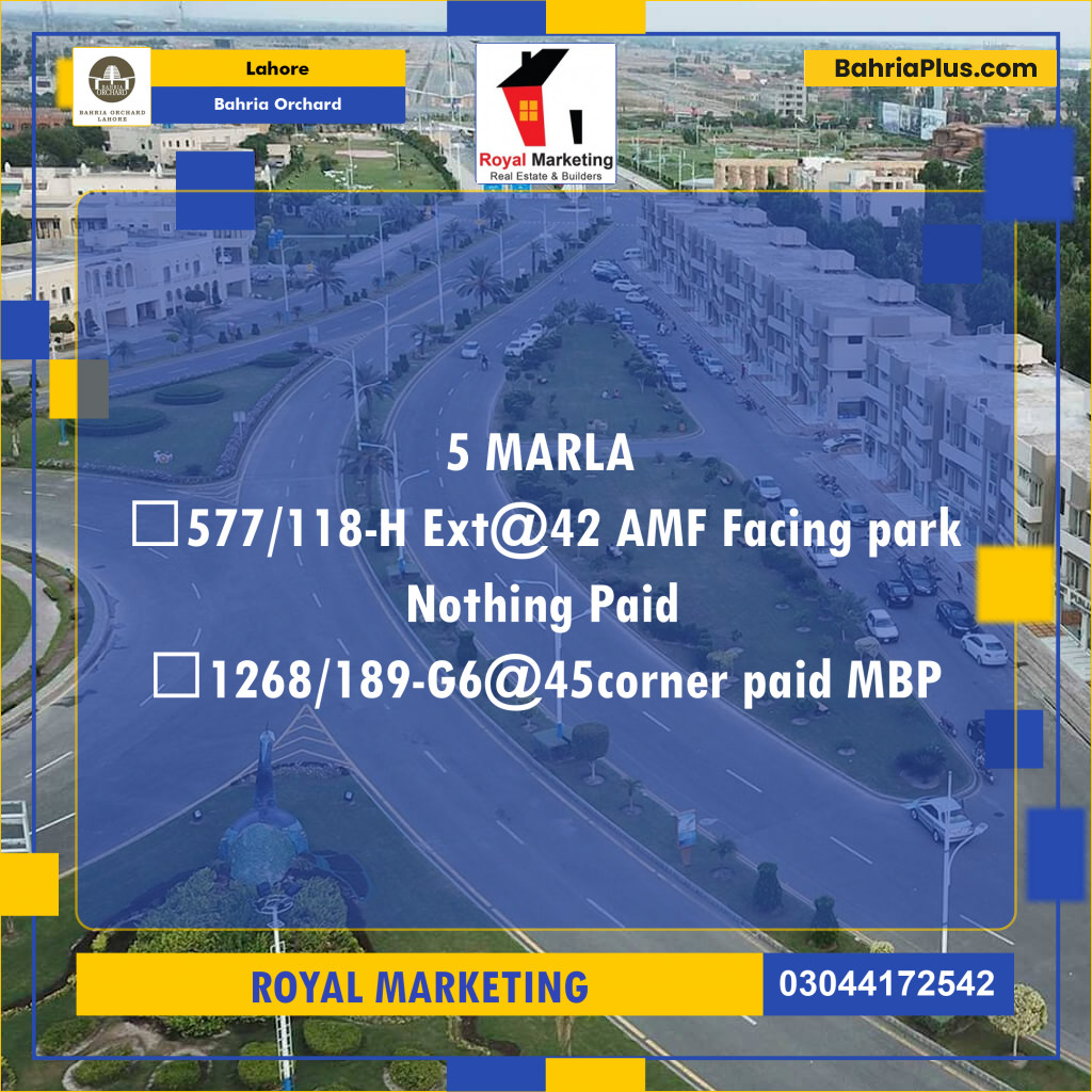 Residential Plot for Sale in Bahria Orchard, Lahore - (BP-185248)