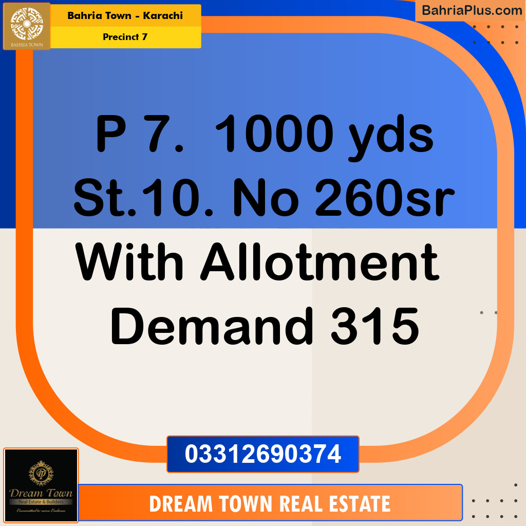 1000 Sq. Yards Residential Plot for Sale in Precinct 7 -  Bahria Town, Karachi - (BP-185278)