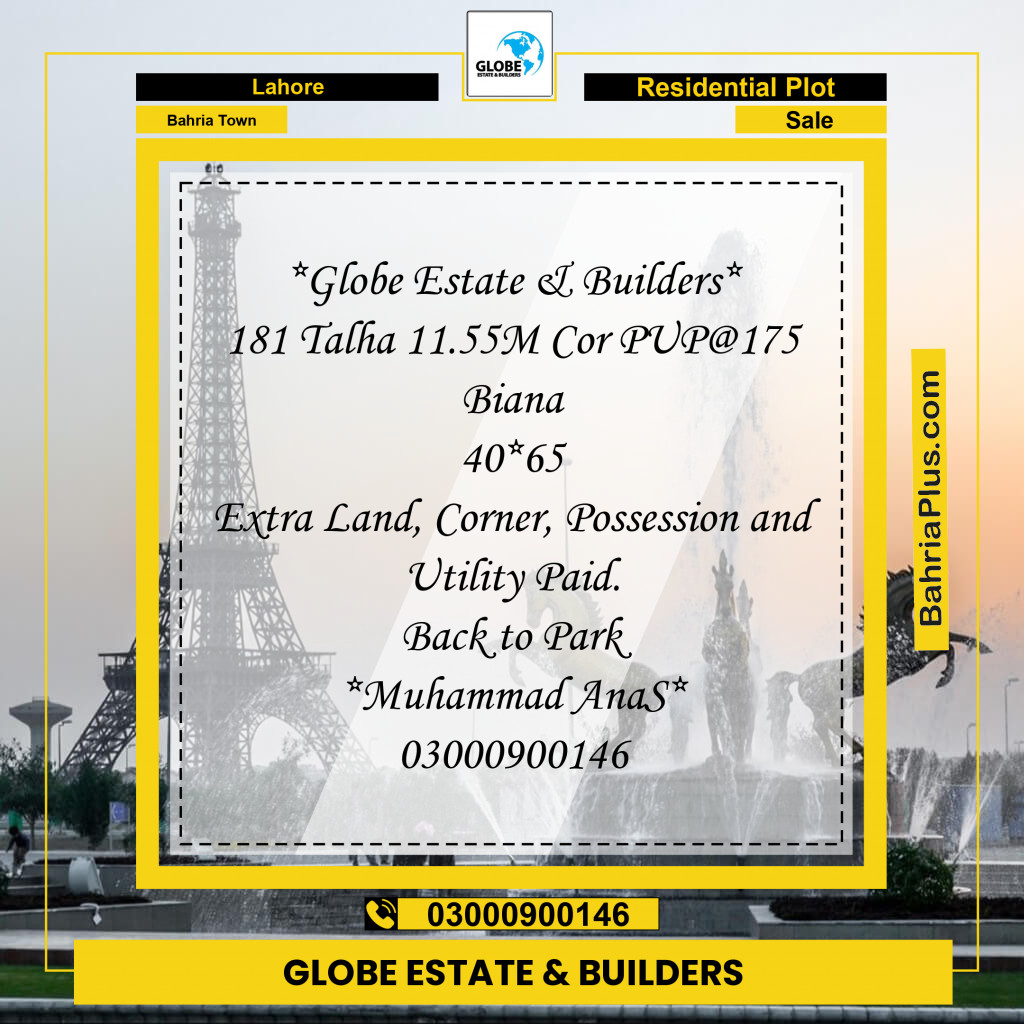 Residential Plot for Sale in Bahria Town, Lahore - (BP-185291)