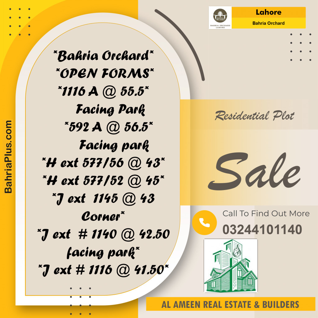 Residential Plot for Sale in Bahria Orchard, Lahore - (BP-185329)