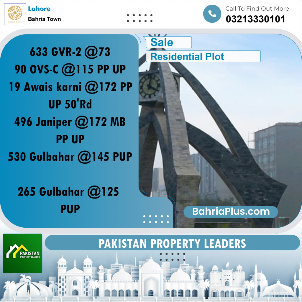 Residential Plot for Sale in Bahria Town, Lahore - (BP-185337)