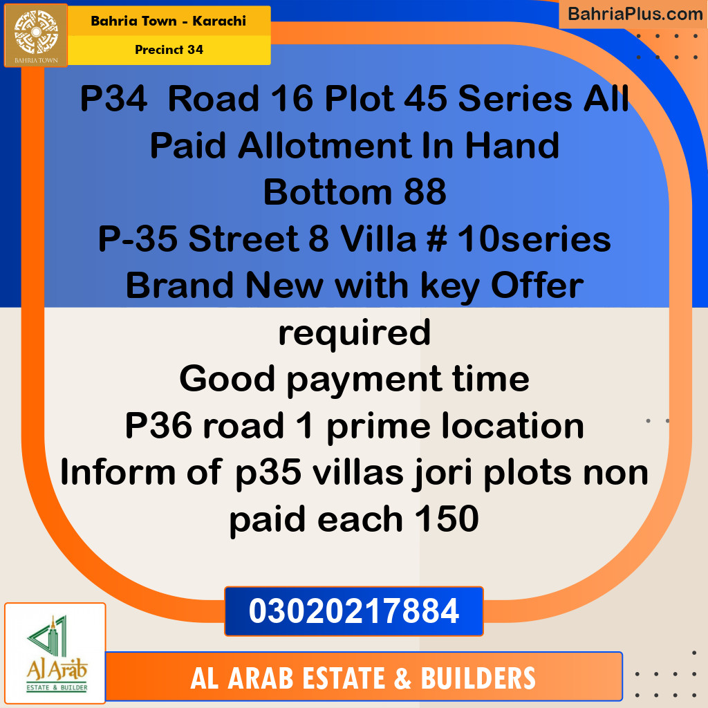 250 Sq. Yards Residential Plot for Sale in Precinct 34 -  Bahria Town, Karachi - (BP-185342)