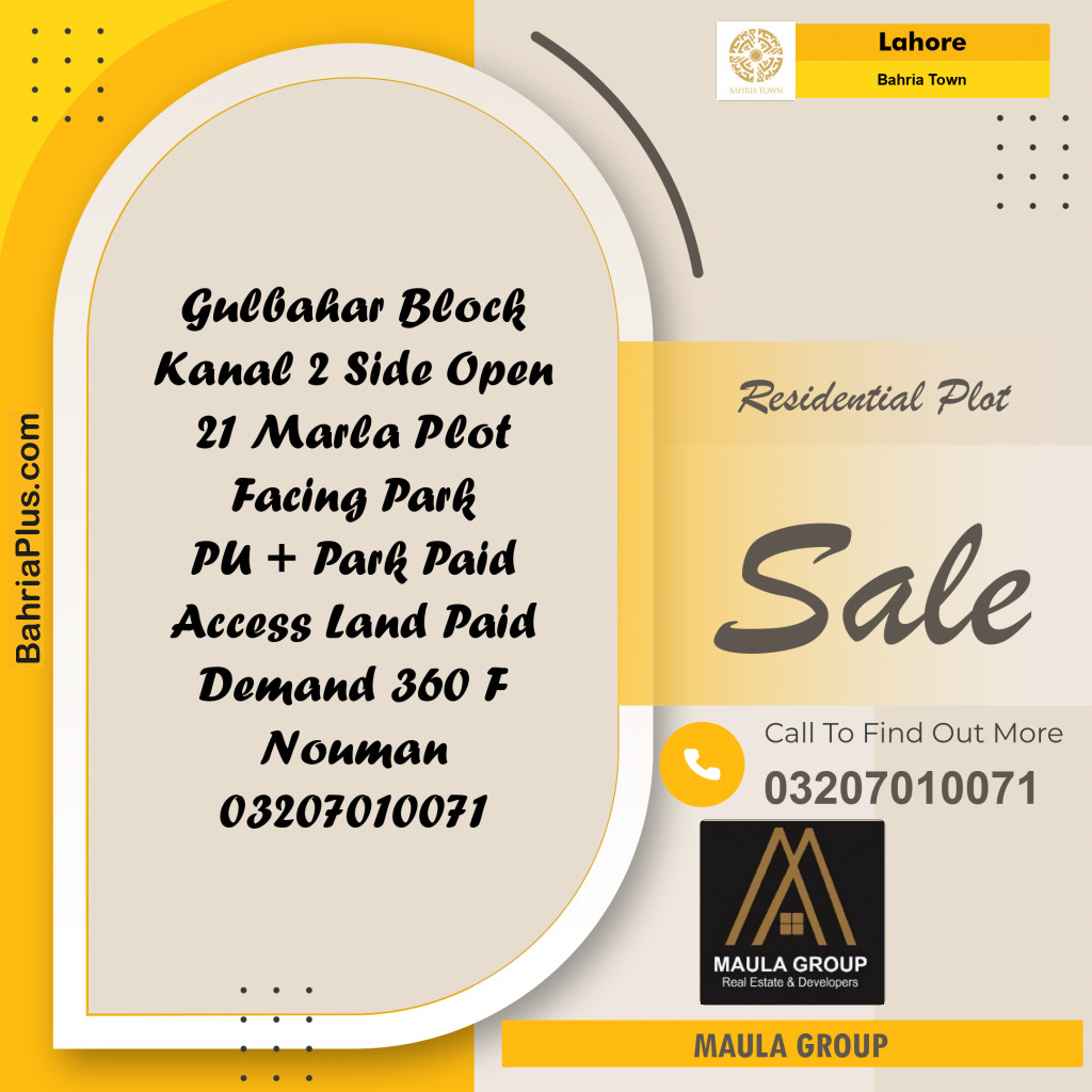 Residential Plot for Sale in Bahria Town, Lahore - (BP-185344)