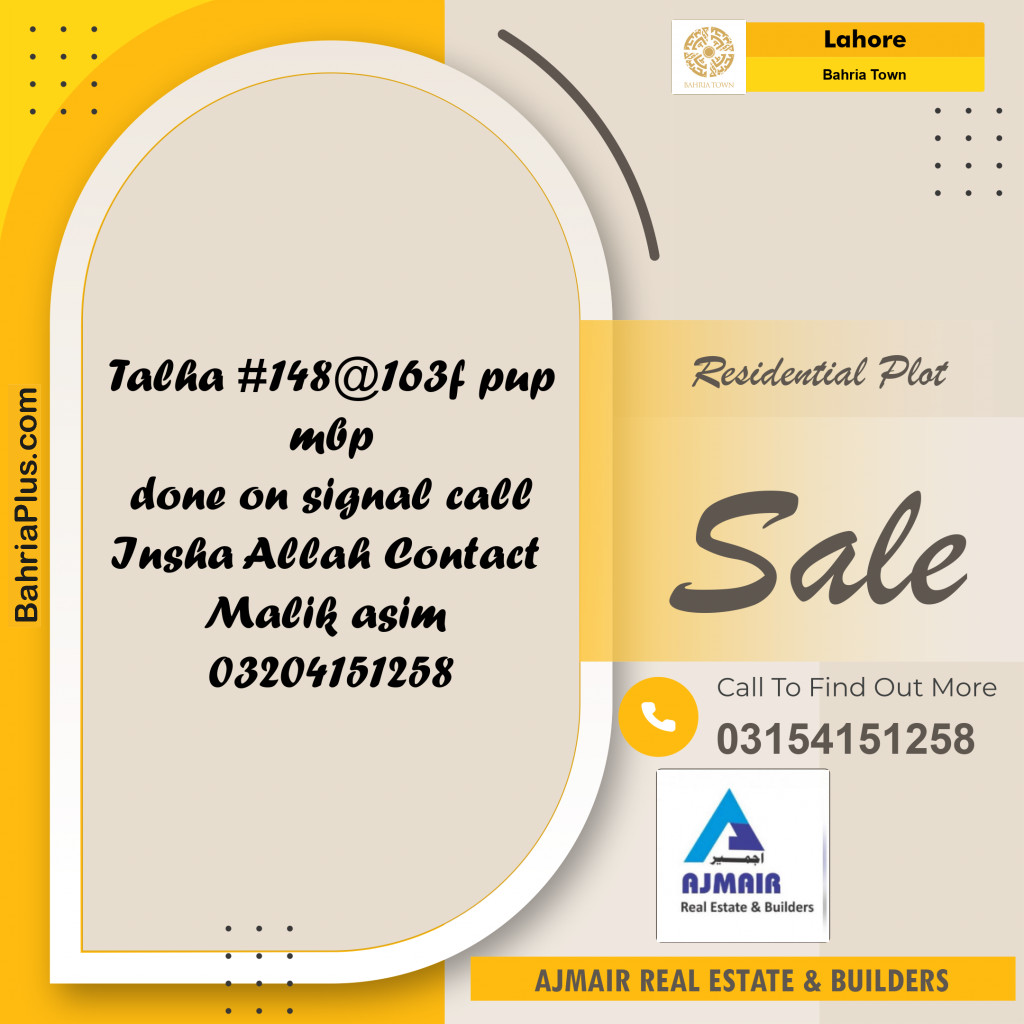 Residential Plot for Sale in Bahria Town, Lahore - (BP-185358)