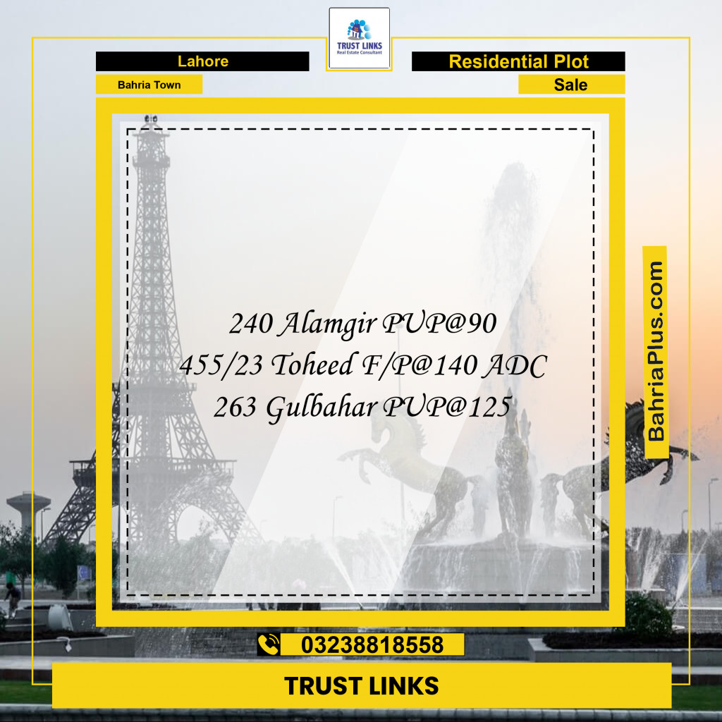 Residential Plot for Sale in Bahria Town, Lahore - (BP-185379)