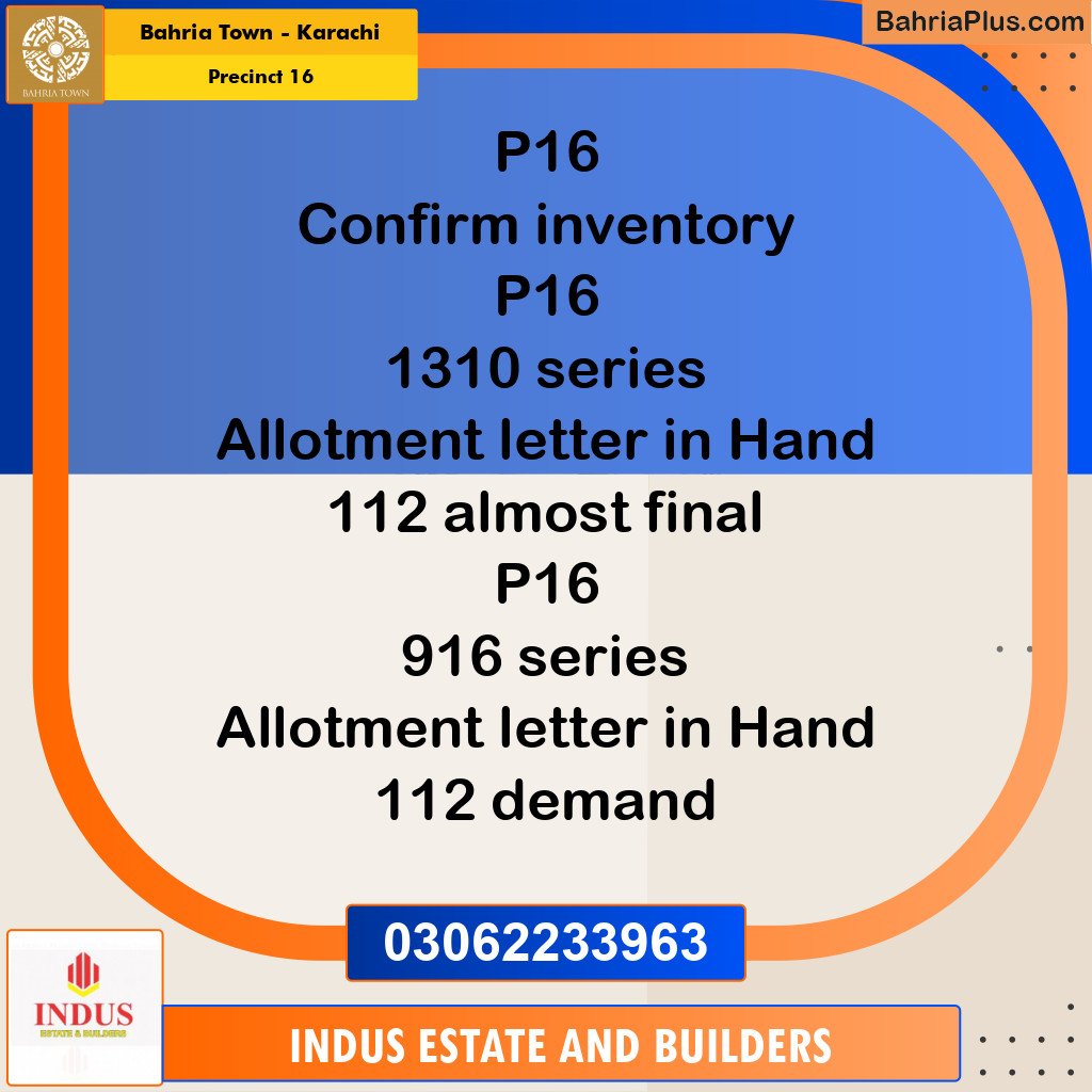 250 Sq. Yards Residential Plot for Sale in Precinct 16 -  Bahria Town, Karachi - (BP-185385)