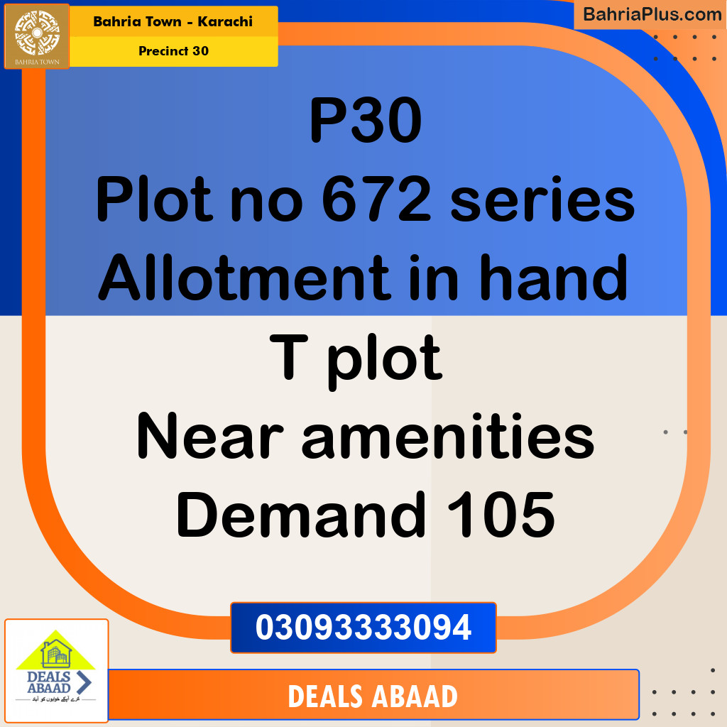 250 Sq. Yards Residential Plot for Sale in Precinct 30 -  Bahria Town, Karachi - (BP-185438)