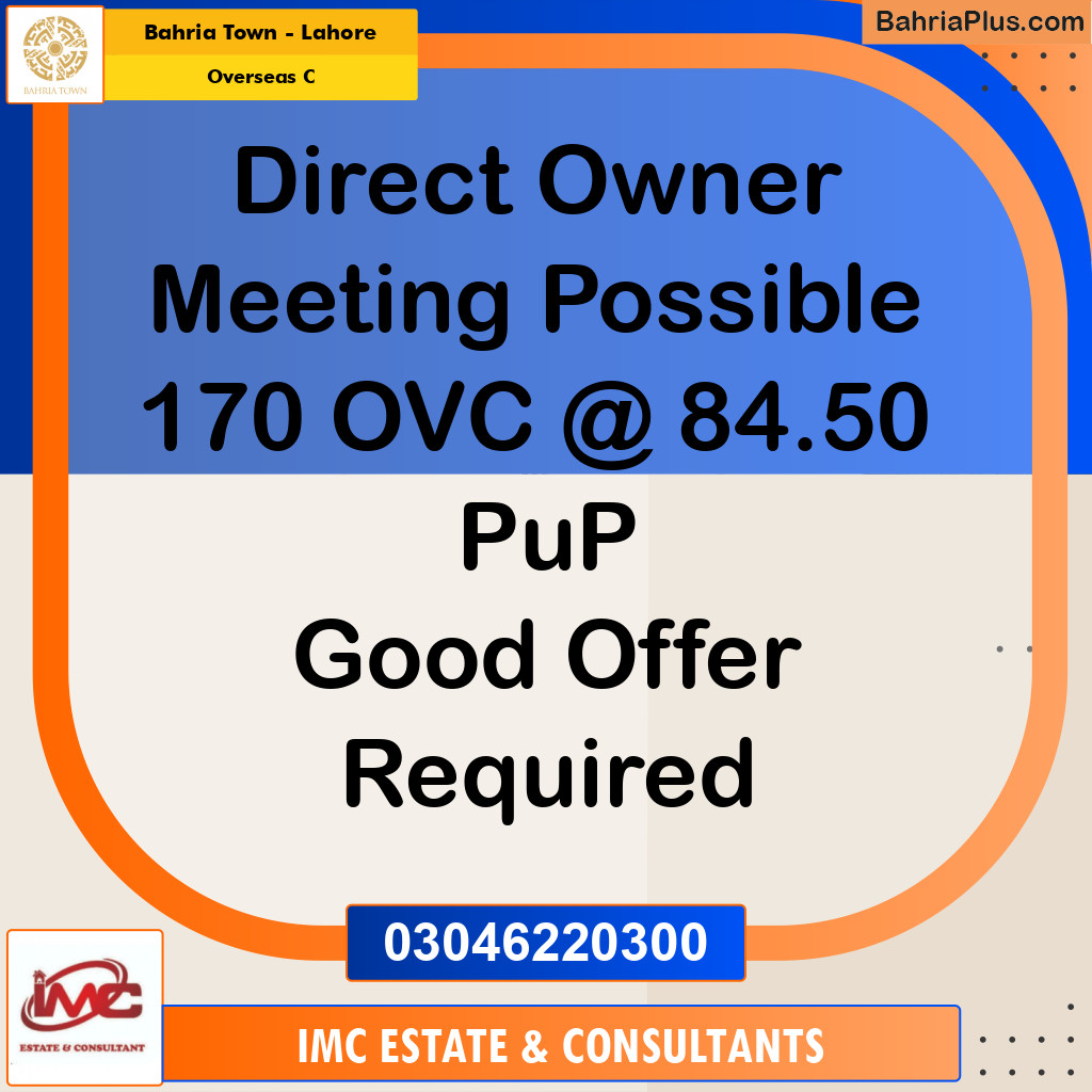 Residential Plot for Sale in Overseas C -  Bahria Town, Lahore - (BP-185452)