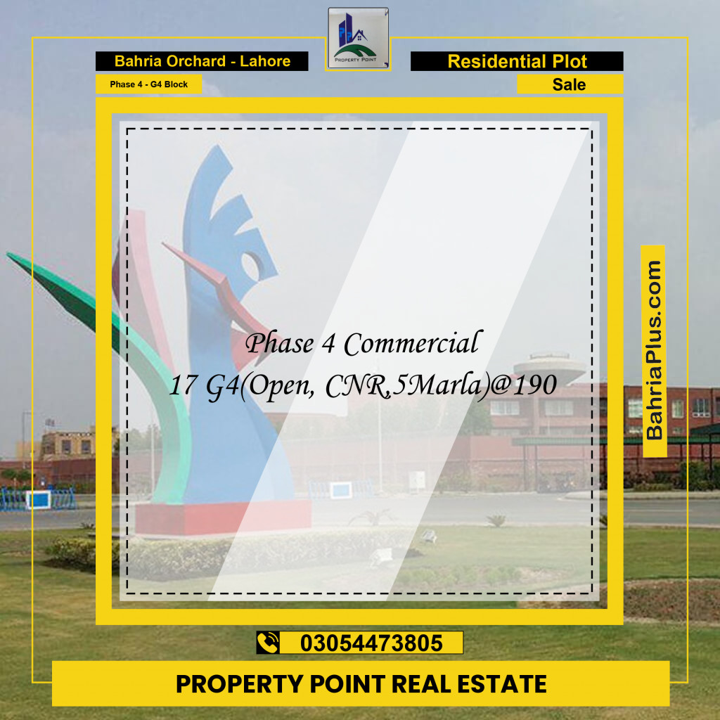 Residential Plot for Sale in Phase 4 - G4 Block -  Bahria Orchard, Lahore - (BP-185495)