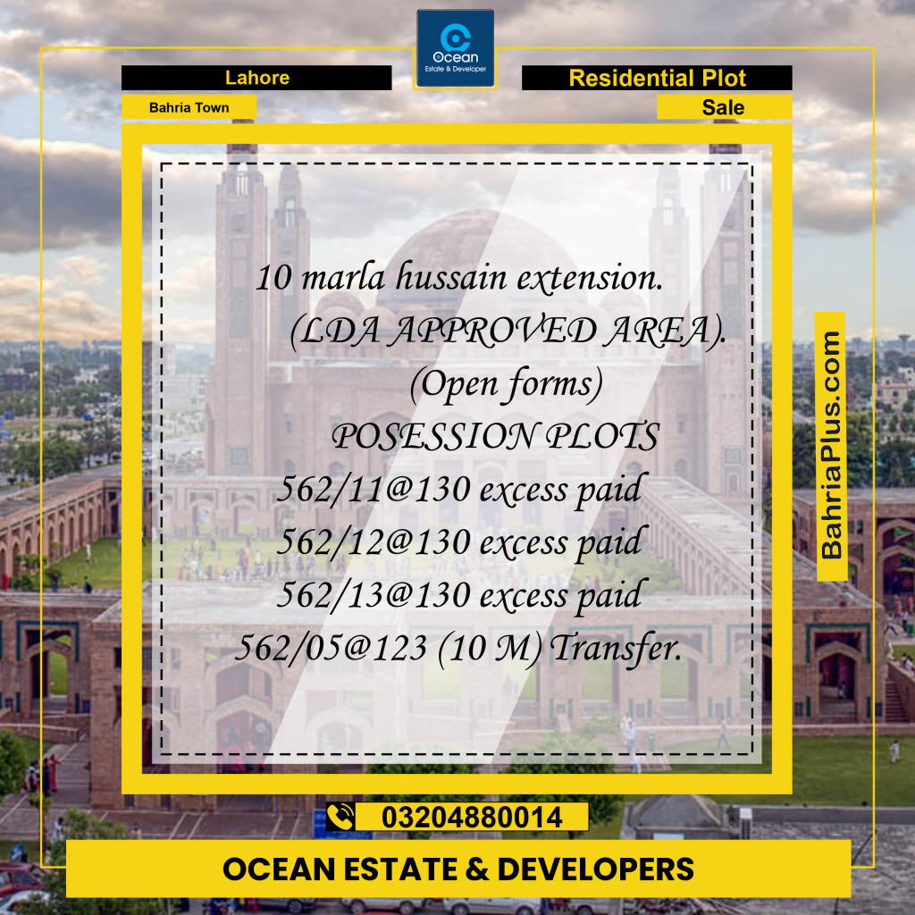 Residential Plot for Sale in Bahria Town, Lahore - (BP-185502)