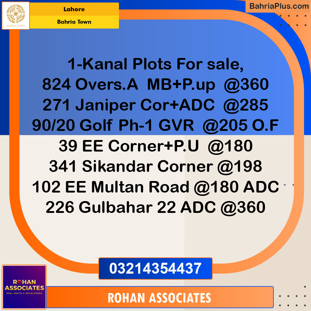 Residential Plot for Sale in Bahria Town, Lahore - (BP-185528)