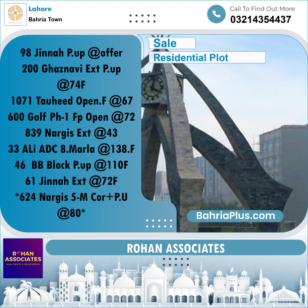 Residential Plot for Sale in Bahria Town, Lahore - (BP-185532)