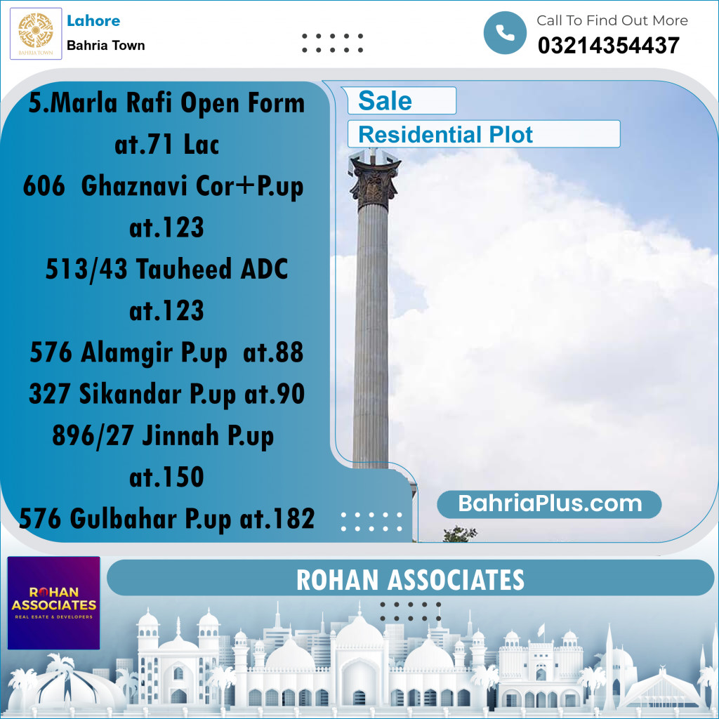 Residential Plot for Sale in Bahria Town, Lahore - (BP-185534)