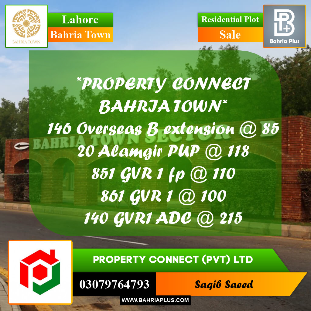 Residential Plot for Sale in Bahria Town, Lahore - (BP-185552)