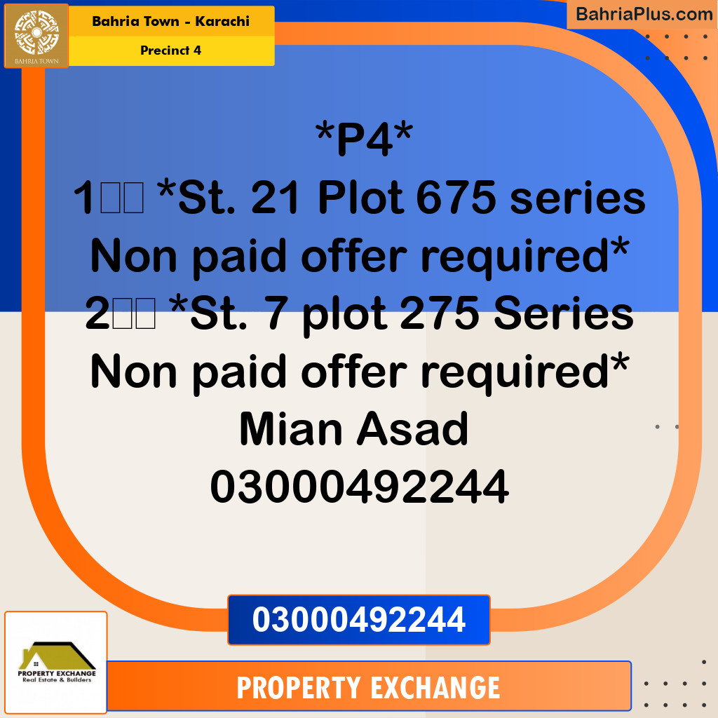 Residential Plot for Sale in Precinct 4 - Bahria Town, Karachi - (BP-185557)