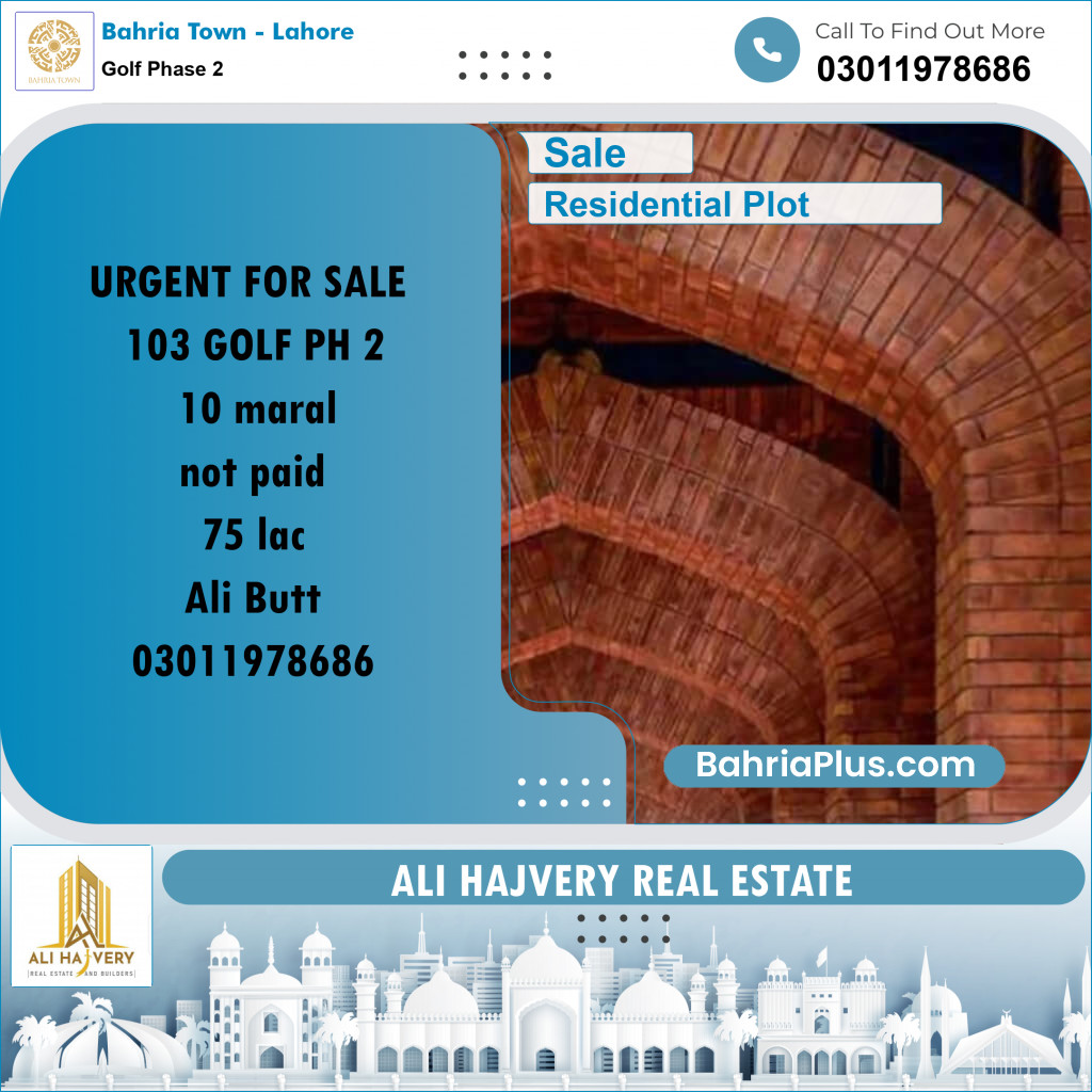 Residential Plot for Sale in Golf Phase 2 -  Bahria Town, Lahore - (BP-185592)