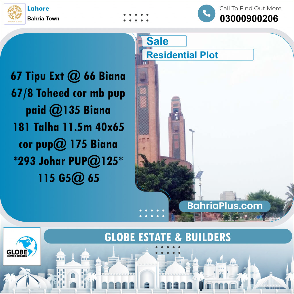 Residential Plot for Sale in Bahria Town, Lahore - (BP-185601)