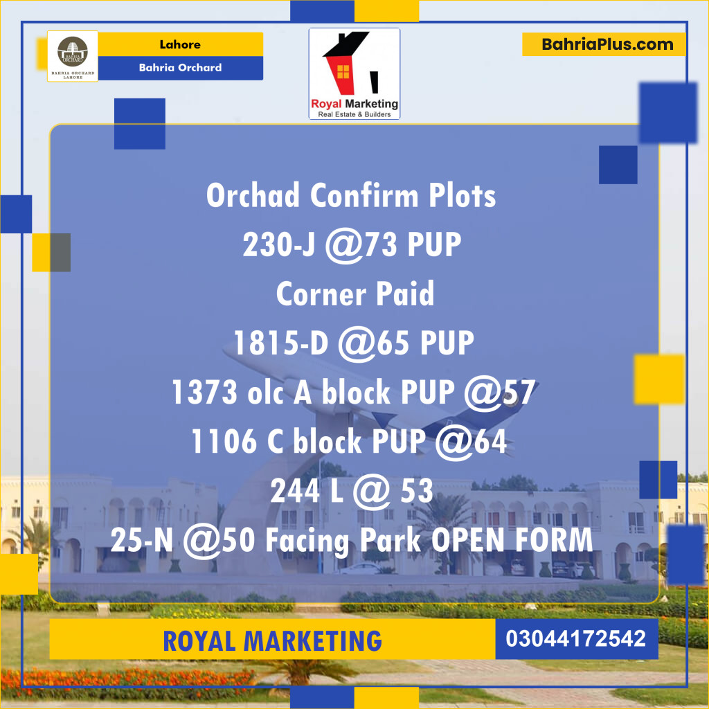 Residential Plot for Sale in Bahria Orchard, Lahore - (BP-185603)