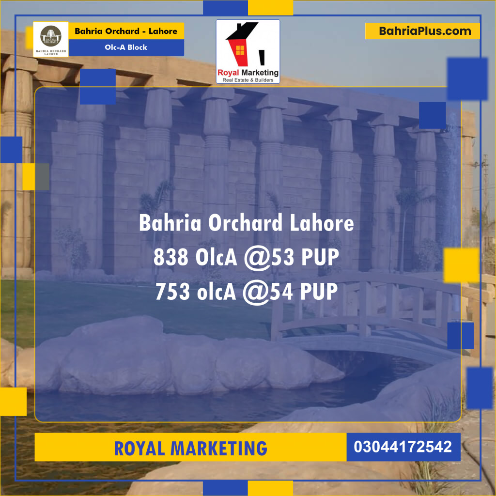 Residential Plot for Sale in OLC-A Block - Bahria Orchard, Lahore - (BP-185604)