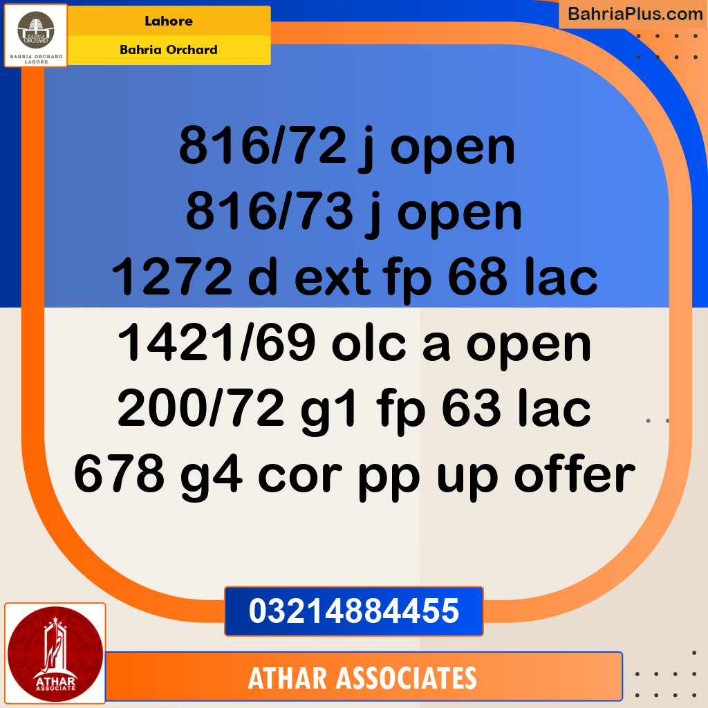 Residential Plot for Sale in Bahria Orchard, Lahore - (BP-185615)