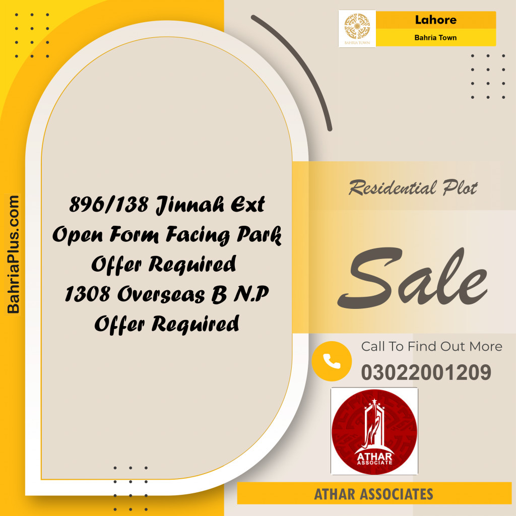 Residential Plot for Sale in Bahria Town, Lahore - (BP-185634)