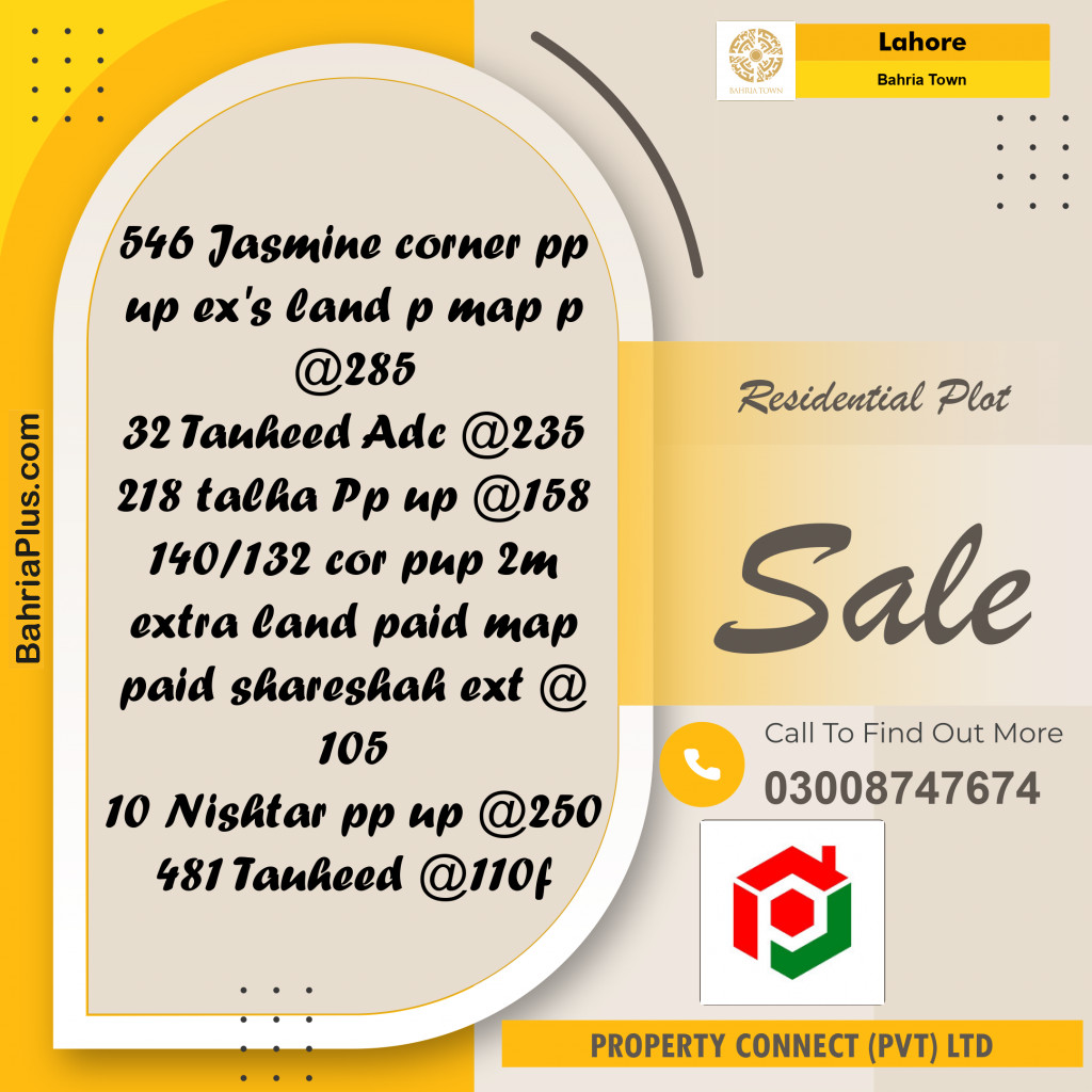 Residential Plot for Sale in Bahria Town, Lahore - (BP-185650)