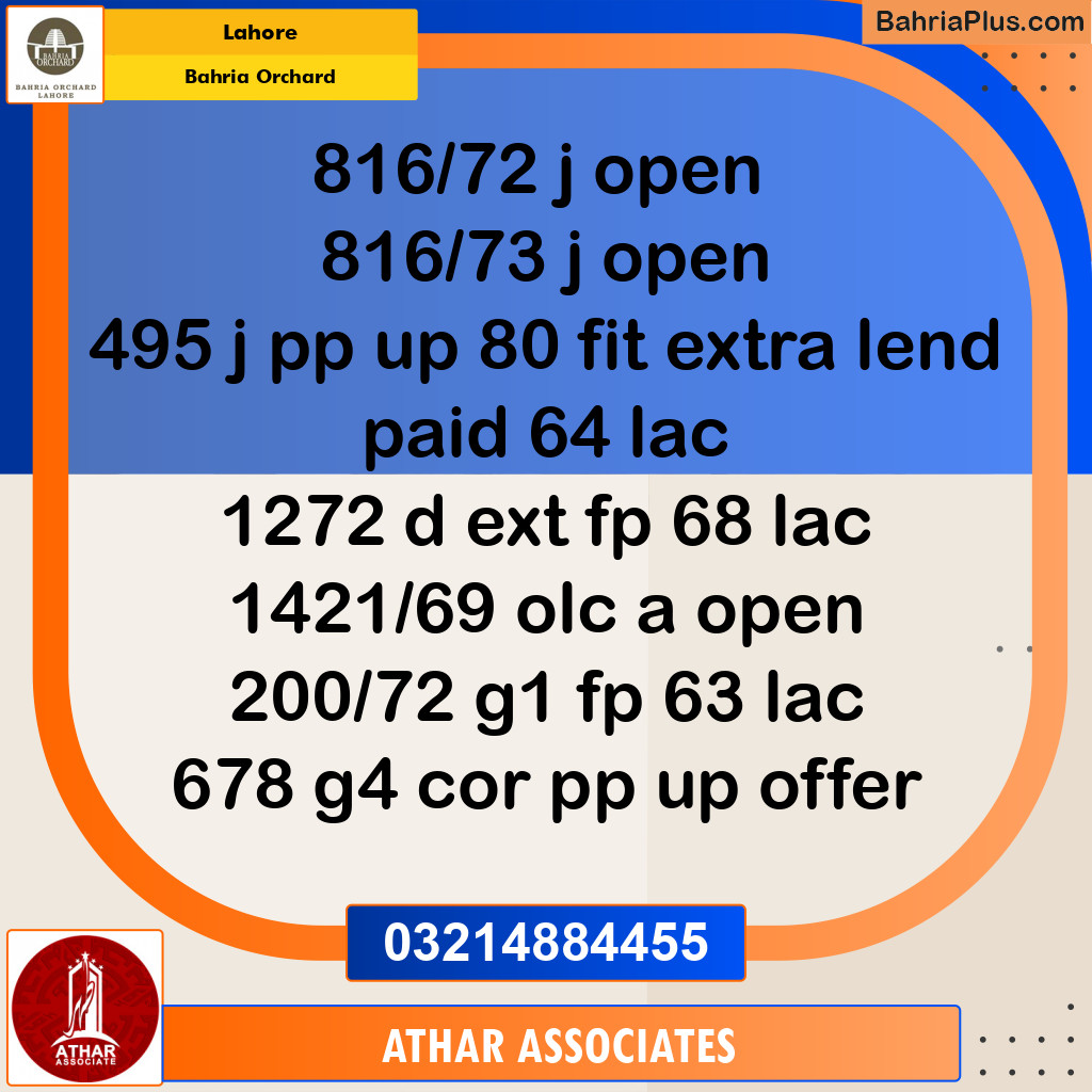 Residential Plot for Sale in Bahria Orchard, Lahore - (BP-185666)