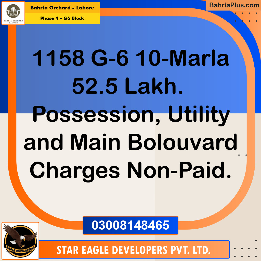 Residential Plot for Sale in Phase 4 - G6 Block -  Bahria Orchard, Lahore - (BP-185668)