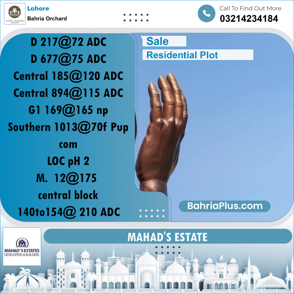 Residential Plot for Sale in Bahria Orchard, Lahore - (BP-185688)