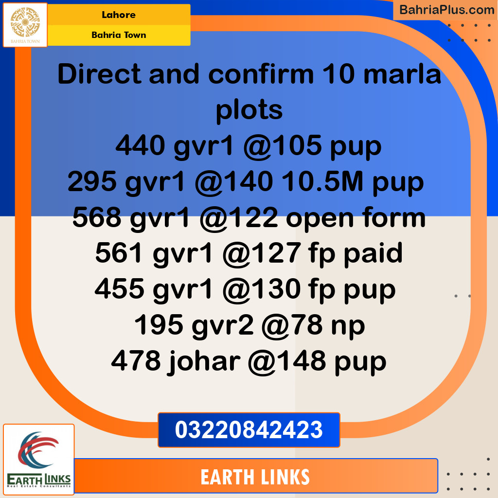 Residential Plot for Sale in Bahria Town, Lahore - (BP-185695)