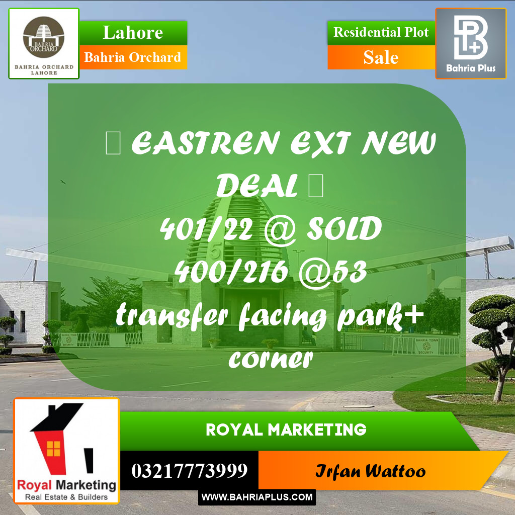 Residential Plot for Sale in Bahria Orchard, Lahore - (BP-185717)