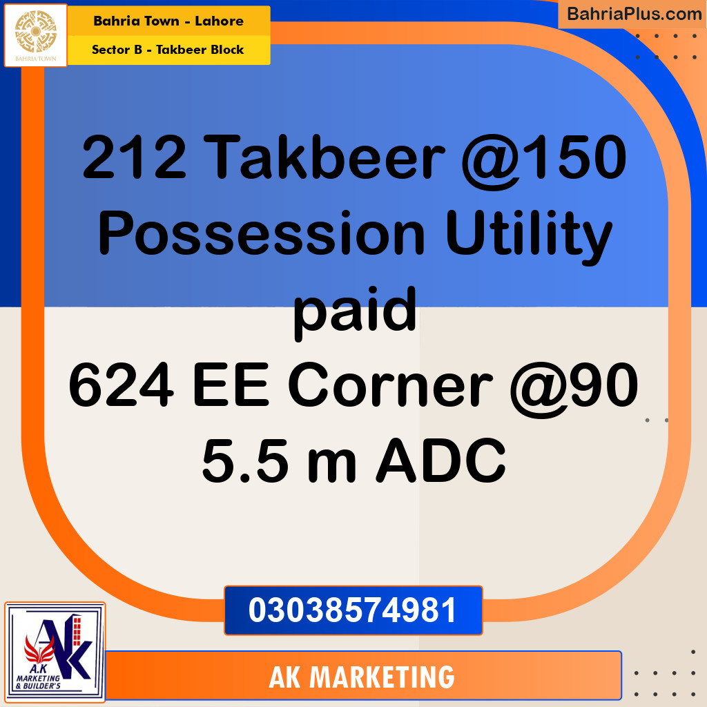 Residential Plot for Sale in Sector B - Takbeer Block -  Bahria Town, Lahore - (BP-185753)