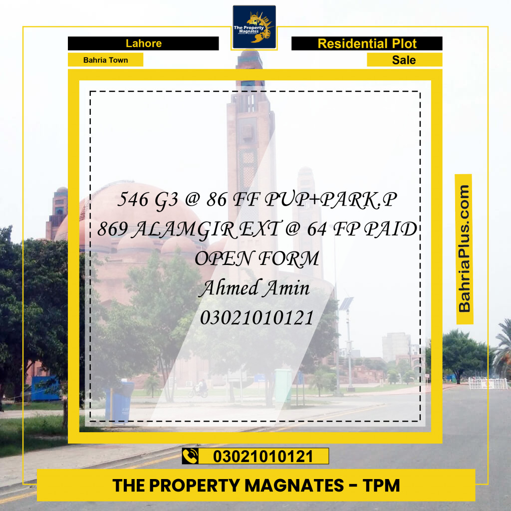 Residential Plot for Sale in Bahria Town, Lahore - (BP-185766)