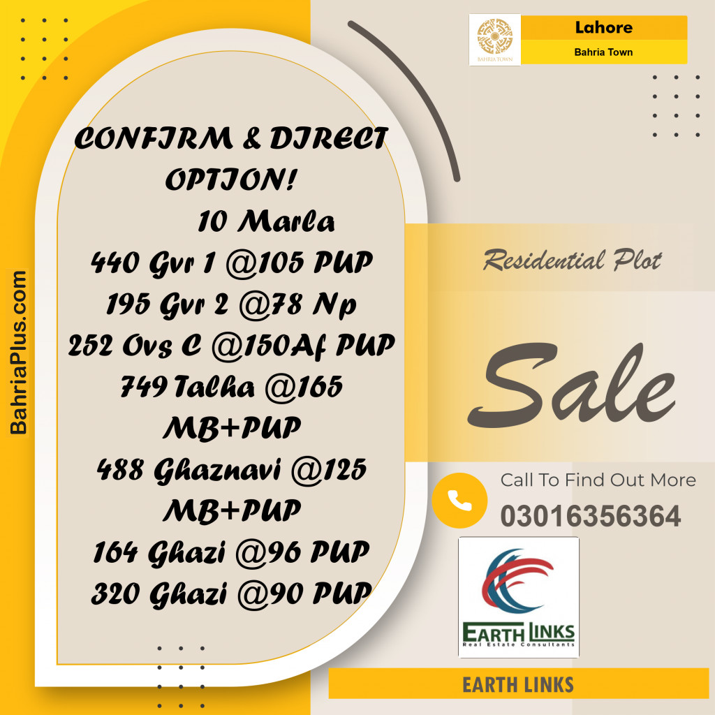 Residential Plot for Sale in Bahria Town, Lahore - (BP-185777)