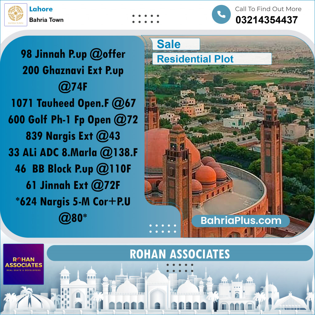 Residential Plot for Sale in Bahria Town, Lahore - (BP-185794)