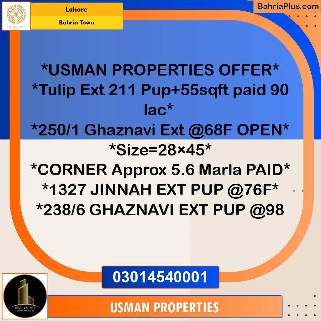 Residential Plot for Sale in Bahria Town, Lahore - (BP-185796)