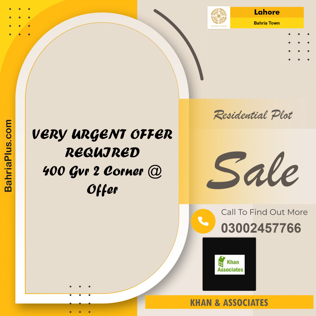 Residential Plot for Sale in Bahria Town, Lahore - (BP-185800)