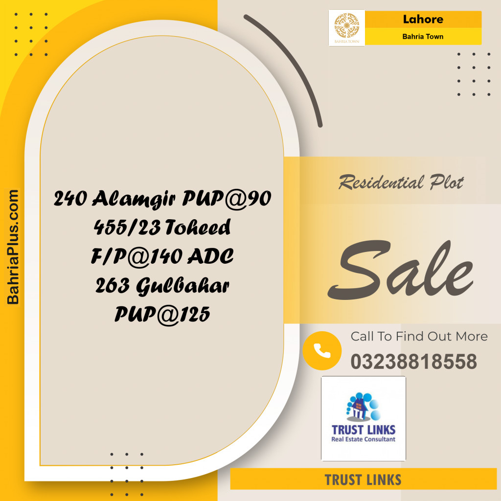 Residential Plot for Sale in Bahria Town, Lahore - (BP-185840)